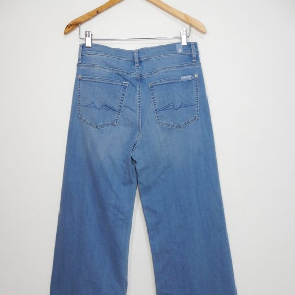 7 For All Mankind Ultra High Rise Wide Jo JEANS 29 Marrakech Blue Stretch NEW - Picture 8 of 9